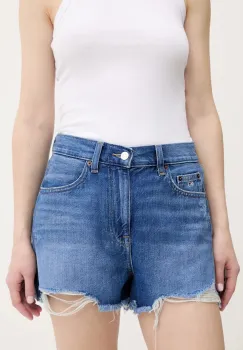 Tommy Jeans pantaloni scurti jeans uni, high waist, DW0DW20096 imagine