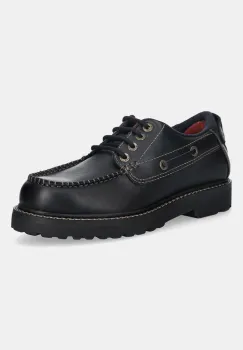 Tommy Jeans pantofi de piele ARCHIVE 01 BOAT SHOE LEATHER culoarea negru, EM0EM01651 imagine