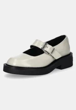 Tommy Jeans pantofi de piele TJW MARY JANE SHOE femei, culoarea bej, cu toc plat, EN0EN02723 imagine