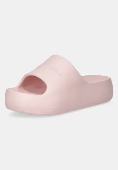 Tommy Jeans papuci CHUNKY POOL SLIDE ESS femei, culoarea roz, cu platforma, EN0EN02879 imagine