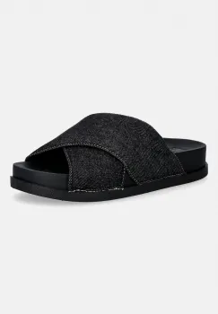 Tommy Jeans papuci TJW COMFORT SLIDES WASHED DENIM imagine