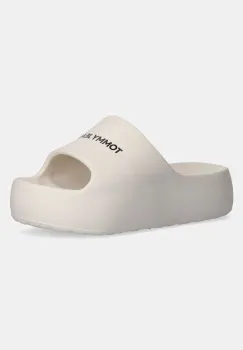 Tommy Jeans papuci TJW FLATFORM POOL SLIDE ESS femei, culoarea bej, cu platforma, EN0EN02763 imagine