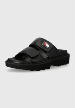 Tommy Jeans papuci TJW PUFFED SANDAL femei, culoarea negru, EN0EN02560 imagine