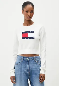 Tommy Jeans pulover culoarea bej, DW0DW21690 imagine