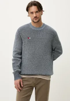 Tommy Jeans pulover de bumbac barbati, culoarea albastru marin, light, DM0DM20923 imagine