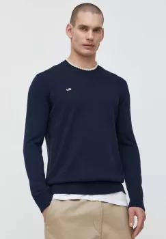 Tommy Jeans pulover de bumbac culoarea albastru marin imagine