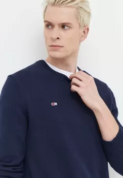 Tommy Jeans pulover de bumbac culoarea albastru marin imagine