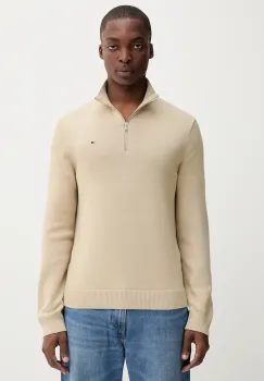 Tommy Jeans pulover de bumbac culoarea bej, light, cu turtleneck, DM0DM21654 imagine