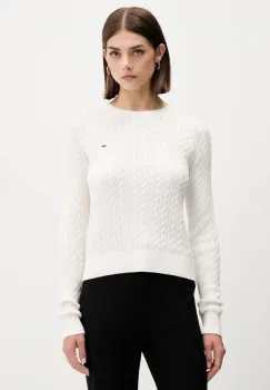 Tommy Jeans pulover de bumbac culoarea bej, light, DW0DW22165 imagine