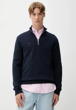 Tommy Jeans pulover de bumbac culoarea bleumarin, light, cu turtleneck, DM0DM21654 imagine