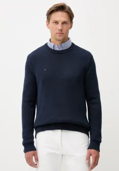 Tommy Jeans pulover de bumbac culoarea bleumarin, light, DM0DM21787 imagine