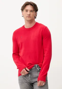 Tommy Jeans pulover de bumbac culoarea bordo, DM0DM18895 imagine