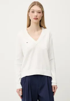 Tommy Jeans pulover de bumbac culoarea galben, light, DW0DW19888 imagine