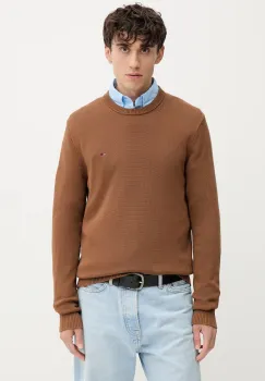 Tommy Jeans pulover de bumbac culoarea maro, light, DM0DM21787 imagine