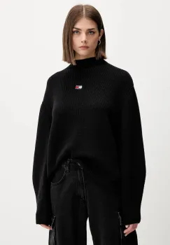 Tommy Jeans pulover de bumbac culoarea negru, cu turtleneck, DW0DW21676 imagine