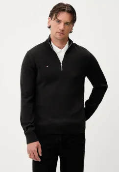 Tommy Jeans pulover de bumbac culoarea negru, light, cu turtleneck, DM0DM21654 imagine