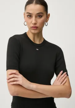 Tommy Jeans pulover de bumbac culoarea negru, light, DW0DW19336 imagine