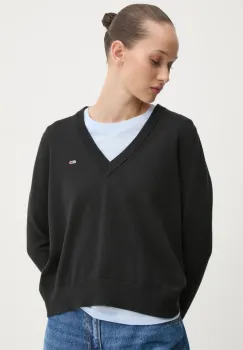 Tommy Jeans pulover de bumbac culoarea negru, light, DW0DW19888 imagine