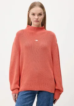 Tommy Jeans pulover de bumbac culoarea portocaliu, cu turtleneck, DW0DW21676 imagine