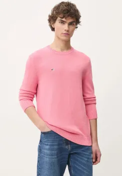 Tommy Jeans pulover de bumbac culoarea roz, DM0DM18370 imagine