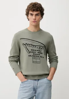 Tommy Jeans pulover de bumbac culoarea verde, DM0DM22253 imagine