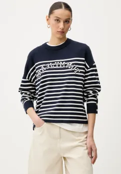 Tommy Jeans pulover de bumbac femei, culoarea bleumarin, DW0DW20251 imagine