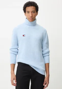 Tommy Jeans pulover din amestec de lana barbati, cu guler, DM0DM20602 imagine