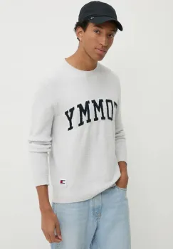 Tommy Jeans pulover din amestec de lana barbati, culoarea gri, DM0DM19439 imagine