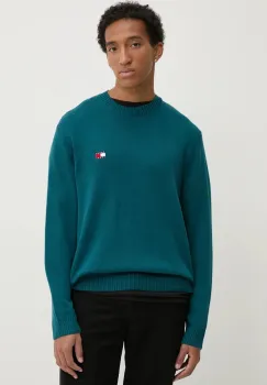 Tommy Jeans pulover din amestec de lana barbati, culoarea verde, DM0DM20706 imagine