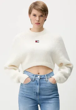 Tommy Jeans pulover din amestec de lana culoarea alb, DW0DW21677 imagine