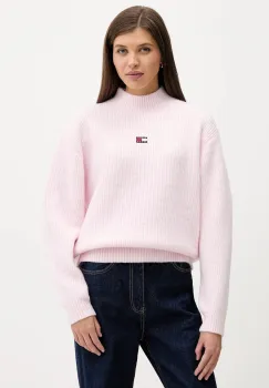 Tommy Jeans pulover din amestec de lana culoarea roz, cu turtleneck, DW0DW22109 imagine