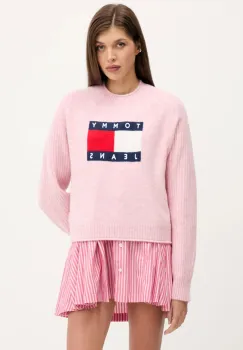 Tommy Jeans pulover din amestec de lana culoarea roz, light, DW0DW21782 imagine