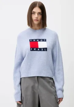 Tommy Jeans pulover din amestec de lana culoarea roz, light, DW0DW21782 imagine