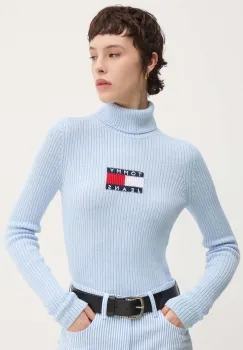 Tommy Jeans pulover din amestec de lana femei, cu guler, DW0DW18678 imagine