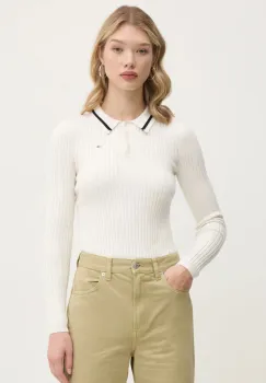 Tommy Jeans pulover din amestec de lana femei, culoarea bej, light, DW0DW19887 imagine