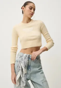 Tommy Jeans pulover din amestec de lana femei, culoarea galben, light, DW0DW19895 imagine