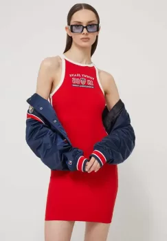 Tommy Jeans rochie Archive Games culoarea rosu, mini, mulata imagine