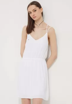 Tommy Jeans rochie culoarea alb, mini, drept imagine