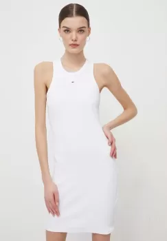 Tommy Jeans rochie culoarea alb, mini, mulata imagine