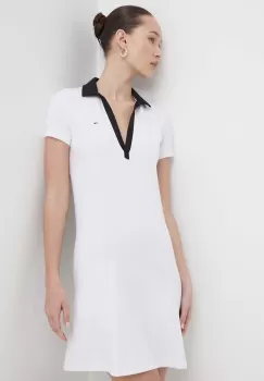 Tommy Jeans rochie culoarea alb, mini, mulata, DW0DW17937 imagine