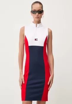 Tommy Jeans rochie culoarea alb, mini, mulata, DW0DW18442 imagine