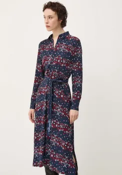 Tommy Jeans rochie culoarea albastru marin, midi, evazati, DW0DW19828 imagine