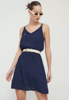 Tommy Jeans rochie culoarea albastru marin, mini, drept imagine