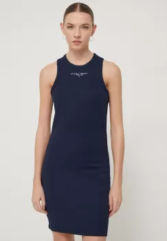 Tommy Jeans rochie culoarea albastru marin, mini, mulata imagine