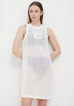 Tommy Jeans rochie culoarea bej, mini, drept imagine