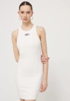 Tommy Jeans rochie culoarea bej, mini, mulata imagine