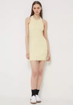 Tommy Jeans rochie culoarea galben, mini, mulata imagine