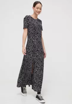 Tommy Jeans rochie culoarea negru, maxi, evazati imagine