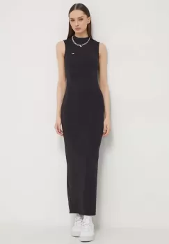 Tommy Jeans rochie culoarea negru, maxi, mulata imagine
