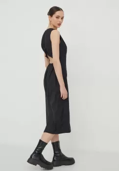 Tommy Jeans rochie culoarea negru, midi, evazati imagine
